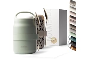 MAMEIDO Contenitore termico per alimenti 800 ml, bicchiere per yogurt in acciaio inox, contenitore termico a prova di perdite, lunch box senza BPA, contenitore caldi (Desert Sage)