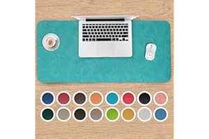 OGGETTANDO Tappetino scrivania grande, Tappetino scrivania in ecopelle, Tappetino scrivania ufficio e casa protezione scrivania, eco-pelle FACILE DA PULIRE, doubleface (Verde acqua liscio, 60x35)