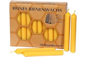 Bütic GmbH Lot de 20 bougies en cire d'abeille - 100 mm x Ø 13 mm - Avec parfum typique de cire d'abeille