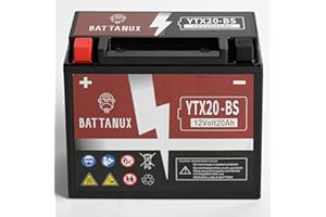 Battanux YTX20-BS Batterie & Motorradbatterie, versiegelt SLA/AGM 12V20Ah ATV/UTV/Schneemobil/Motorrad Batterie Wartungsfrei & Kein Werkzeug für die Installation & Fortschrittliche Technologie