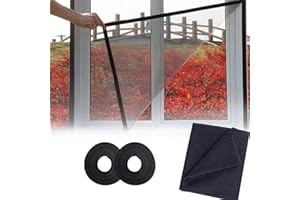 SUPMAKER 2 Pack Mosquito Net for Windows, [Upgrade] Fly Window Screen Mesh Insect Netting 1.3m x 1.5m Bug Bee Mosquito Protector with 2 Rolls Self-Adhesive Tapes (Black)