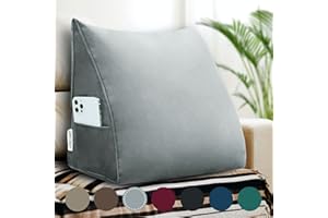 VERCART Rückenkissen Keilkissen Kopfende Großes Bettkissen Bequemes Lesekissen und Rückenteil im Bett 2 in 1 Rückenlehne und Kopfkissen Langes XXL Kissen Sofa Couch Samt 45cm Grau