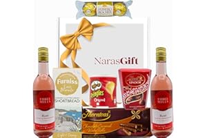NARAS Rose Wine Gift Set - 2x Rose Wine and Chocolate Gift Set, Crisps, Biscuits and Wafer Rolls - Wine Gifts for Women, Alcohol Hampers for Couples, Birthday Gifts for Her, Wine Hamper for Men Women