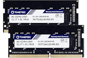 Timetec 16GB Kit (2x8GB) DDR4 2400MHz PC4-19200 Non-ECC Unbuffered 1.2V CL17 1Rx8 Single Rank 260 Pin SODIMM Laptop Notebook PC Computer Memory RAM Module Upgrade (16GB Kit(2x8GB))