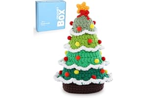 CROCHET BOX Crochet Kit for Beginners: Christmas Tree Crochet Kit for Adults, Teens, Starter Friendly, All You Need in, Include Worsted Yarn, Step-by-Step Video, Birthday Gift.
