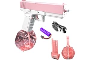 Acboor Pistolet a Eau Electrique, 434 CC + 58 CC Pistolet à Eau Electrique pour Adultes et Enfants Pistolet à Eau Haute Capacité Piscine D'été Jouet Plage Rose