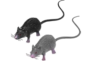 Amosfun 2pcs Realistic Mice Rat Toy Halloween Prank Props Creepy Halloween Tricks Pranks Props Toy Halloween Decor
