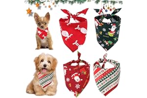 LGZIN Bandana Chien Noël, 4 Pièces Foulard Triangle, Écharpe pour Animaux de Compagnie, Décoration de Noël pour Chat et Chien