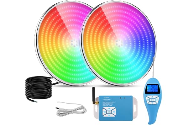 LyLmLe hartsfylld LED-poolbelysning PAR56, 35 W Ultra Flat RGB-färgskiftande poolstrålkastare, extern synkronisering med fjär
