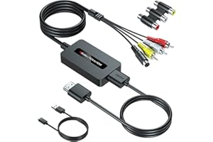 SUNNATCH Câble convertisseur AV Svideo vers HDMI avec câble Svideo + AV+ HDMI - Adaptateur S-Video HDMI - Adaptateur AV Composite CVBS AV vers HDMI - Convertisseur S-Video vers HDMI - Adaptateur