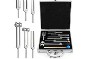 The7boX Stimmgabel Sound Healing Therapy Tool Set von 6 Stück 128HZ、256HZ、512HZ、1024HZ、2048HZ、4096HZ，Stimmgabel Chakra Set für Klangtherapie Gewichtete Stimmgabel Geeignet für Meditation