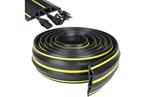 YOUNTHYE Rubber Floor Cable Cover 3m, Floor Cable Protector, Wire Cover, Floor Cable Cover Protector 3 Cord Channels for Offices, Retail, Gyms, Factories & Garages