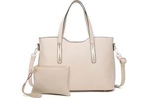 Miss Lulu Sac Fourre-Tout Femme en Cuir Synthétique,Sac à Épaule avec Pochette Amovible,Sac à Main Bandoulière Uni pour Travail Lycée Voyages et Shopping