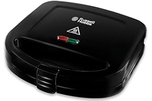 Russell Hobbs Sandwich Toaster/Toastie Maker – Makes 2 Toasties, Cuts and seals, Non-stick easy clean plates, Verticle storage, Power On & Heat ready lights, Handle with locking clip, 760W, 24520