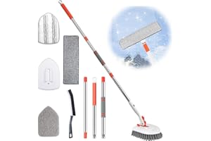 SWETFELA 4 In 1 Telescopic Window Cleaner, Adjustable Bathroom Cleaning Brush, Gap Cleaning Brush with Gaps, 3 Adjustable Pieces Window Cleaning Pole for Shower Floors, Bathtub Walls, and Glass