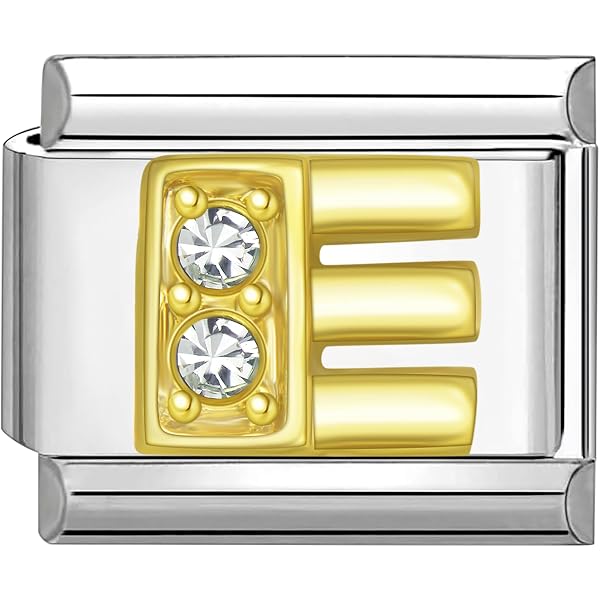 Charm Italiano Quiges Per Bracciali A Maglie: Modulo In Acciaio Inox Con Zirconia, 9 Mm, Personalizzabile