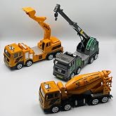 Giffy/Oyuncak 3 l&uuml; İş Makineleri Seti Beton Mikseri Vin&ccedil; Ekskavat&ouml;r S&uuml;rtmeli İnşaat Ara&ccedil; 1:50 &Ouml;l&ccedil;ek Metal