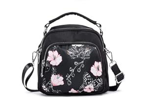 LaRechor Convertible Womens Girls Small Cross Body Shoulder Bag Tote Bag Handbag Mini Backpack with Pockets (Flowers with Butterfly)