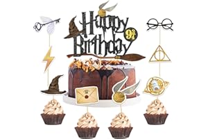 LUCKEEY 33 Stück Magical Tortendeko, Glitter Wizard Happy Birthday Cake Topper, Magier Geburtstag kuchen deko, Magic Theme Inspiriert Tortenaufleger für Junge Mädchen Party Dekoration