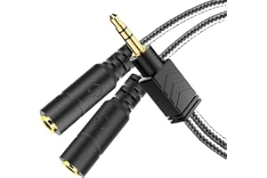 MillSO Y Splitter Klinke Kabel 3.5mm Headset Adapter Audio Verteiler 2 weiblich zu 1 männlichen für Kopfhörer, Lautsprecher, IOS & Android Smartphone, PC, Laptop, MP3 & Mehr - Schwarz