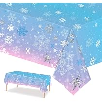 Set Stoviglie Per Feste 51 Pezzi A Tema Fiocchi Di Neve - Piatti E Tovaglioli Blu E Viola, Per Compleanno Invernale E Natale