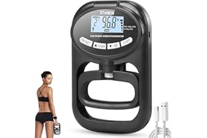 Stanew Electronic Hand Grip Dynamometer, 264 lb/120 Kg Electronic Grip Strength Tester, Adjustable Training Gauge, Hand Grip Strength Tester for Sport Home School Use