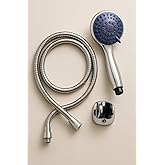 Busstier Spiral Shower Head Set, 4 Function Chrome Shower Head, 150 cm Shower Hose, Articulated Head, Screw and Dowel Included,