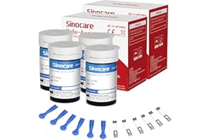 sinocare Tiras , Tiras Reactivas Safe Accu Glucosa en Sangre, 100 x Tiras Prueba Diabetes Strips (Solo Safe Accu 100 Tiras)