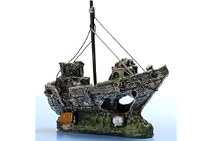 BEHONE inherited Decoraciones del Tanque de Pescados, Ornamento del Acuario del Barco de Pesca de la Resina, Barco de Vela hundido para la decoración del Acuario