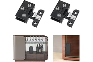AWEN Cerniera a Morsetto, 2 Cerniere Fisse per Armadietto in Lega di Zinco, Porta in Vetro 5-8 mm (Nero)