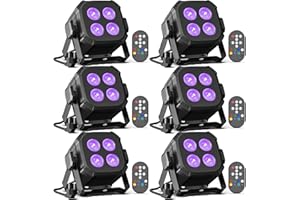 Oloaxolx Lot de 6 mini LED par Projecteur 4x8 W RGBW 4 en 1 éclairage de scène avec télécommande activé par le son, DMX512-4/8 canaux Lumières de fête pour DJ spectacle, discothèque, mariage, Noël