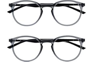 OPULIZE Met Lunettes de Lecture Pack de 2 Montures Rondes et Mincess Charnières à Ressort Anti-Rayures Transparente Hommes Femmes RR60-C +2.50