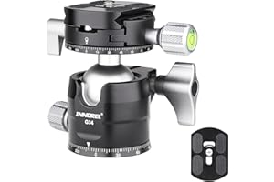 INNOREL G34 Testa a sfera per treppiede a basso profilo Doppia testa a sfera per telecamera panoramica con piastra a sgancio rapido Arca Swiss da 1/4" per monopiede, videocamera, carico massimo 16 kg
