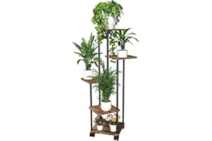 GBLAVM Estanteria Para Plantas De 5 Niveles, Soporte Plantas Interior Con Ruedas Desmontables, Estanteria Plantas De Varios Niveles Adecuado Para Balcón, Jardín, Interior y Exterior