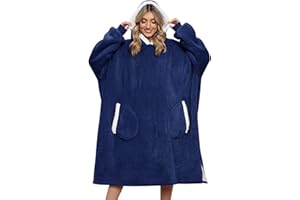 Vancavoo Przytulny sweter damski i męski, oversize, bluza z kapturem, oversize, koc flanelowy, płaszcz na jesień i zimę