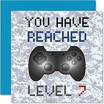 Cartes D'anniversaire 7e Joueur Pour Garçons Et Filles – You've Reached Level 7 – Carte D'anniversaire Pour Fils, Fille, Neveu, Nièce, Petit-fils, A5 Seven Seventh Bday