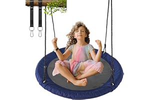 JUNGLE WELL Nest Swing Seat – 100cm Tree Swing for Kids with 160KG Capacity, Adjustable Ropes & Straps, Weatherproof for Outdoor & Indoor Use(Royal Blue)