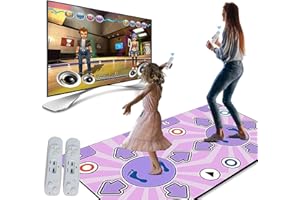 KISABAER Alfombra de baile para adultos y niños, doble alfombra de baile musical electrónica con controlador inalámbrico,juego de pasos de baile inalámbrico antideslizante para televisión,regalo para niños (A)