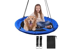 REDCAMP 110 cm Nest Swing Seat for Children Kids Indoor Outdoor, Large Round Saucer Tree Swing, 500 Lbs Weight Capacity, Great for Tree, Backyard, Playground, Easy to Install, Blue