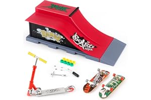 KETIEE Finger Skateboard avec Rampes de Skatepark, Finger Skate Park Kit Rampe de Touche avec Mini Finger Skateboard Mini Fingerboard Parc de Planche à roulettes Jouet Cadeau (1810-6E Upgrade)