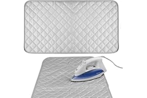 HUANGYIHAN Tabla de planchar de escritorio de 19 x 33 pulgadas, almohadilla de planchar de almacenamiento plegable, tabla de planchar portátil de viaje, almohadilla de planchar de escritorio y cama para planchar