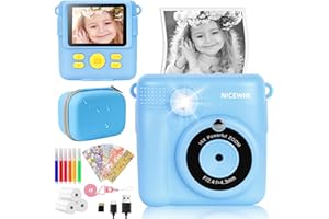 GOOPOOL Kids Instant Print Camera 2.4" - Digital Video Camera for Girls Boys With Storage Case, 1080P HD, Print Paper, 6 Color Pens, 32GB SD Card - Birthday Gifts for 3-12 Year Old (Blue)