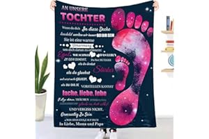 UOOYAA Kuscheldecke Flauschige an unsere Tochter von Eltern, Personalisierte Geschenke Decke Deutsche Mama und Papa für Tochter Briefdecke Positiv Ermutigen Fleecedecke Wohndecke Sofadecke (150×200cm)