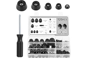 Moendergo 120 szt. miękkich gumowych nóżek do deski do krojenia, 5 rozmiarów, czarne małe gumowe nóżki do mebli, stołów elektronicznych, sof, desek do krojenia itp. (120)