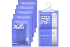 CLEVAST 5Pack Sacchetti Deumidificatori Antimuffa per Armadio, Sacchetti Assorbi Umidità da Appendere Assorbono Per Armadio, Casa, Assorbi Umidità In Armadi, Cucine, Seminterrati