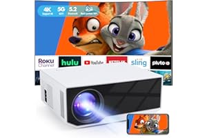 ZDK Support 4K Videoprojecteur, Bluetooth 5.2 Home Cinema Mini Projector, 20000 Lumens WiFi Full HD 1080P Rétroprojecteur,Home Cinema 300'' Projector for Outdoor/TV Stick/Mobile Phone/PS5/HDMI/USB