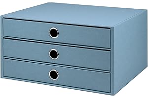 Rössler Papier 1524452153 - S.O.H.O. Caja de 3 cajones para DIN A4, con agujero de agarre, denim, 343 x 250 x 185 mm, 1 unidad