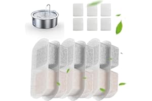 FEELNEEDY 6 Pezzi Filtri Fontanella per Gatti E 6 Pezzi Spugne di Ricambio per Pompe, Filtrazione Quadripla, Adatto per FN-W14