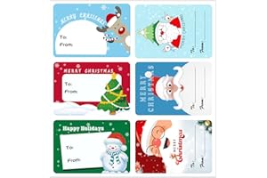 JIAOAIJIE Christmas Stickers Labels,108 PCS Christmas Tags Stickers Christmas Name Gift Labels Self-Adhesive Gift Labels Christmas Xmas Gift Tag Stickers for Wrapping