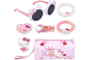 Ainvliya Sunglasses and Hair Accessories Set for Girls, Girls UV Protection Sunglasses, Carry Case and Hair Accessories Set Clips Scrunchie for Kids Days Out Beach Travel Holidays